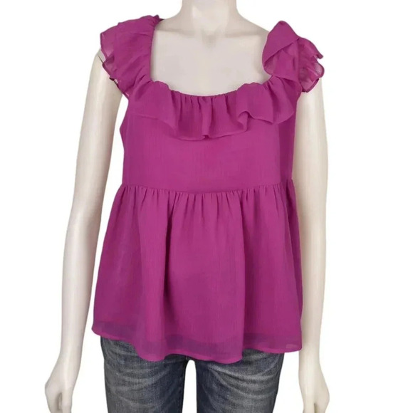 NWT  Banana Republic Factory Flutter Tie-Back Tank Top Blouse Magenta Size Large - Picture 5 of 14